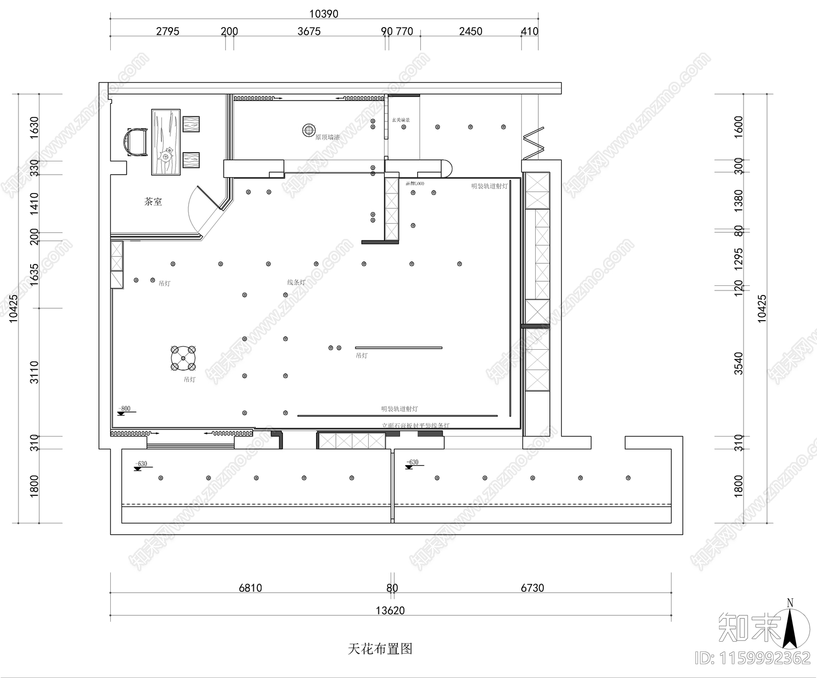 定制门展厅门店室内设cad施工图下载【ID:1159992362】