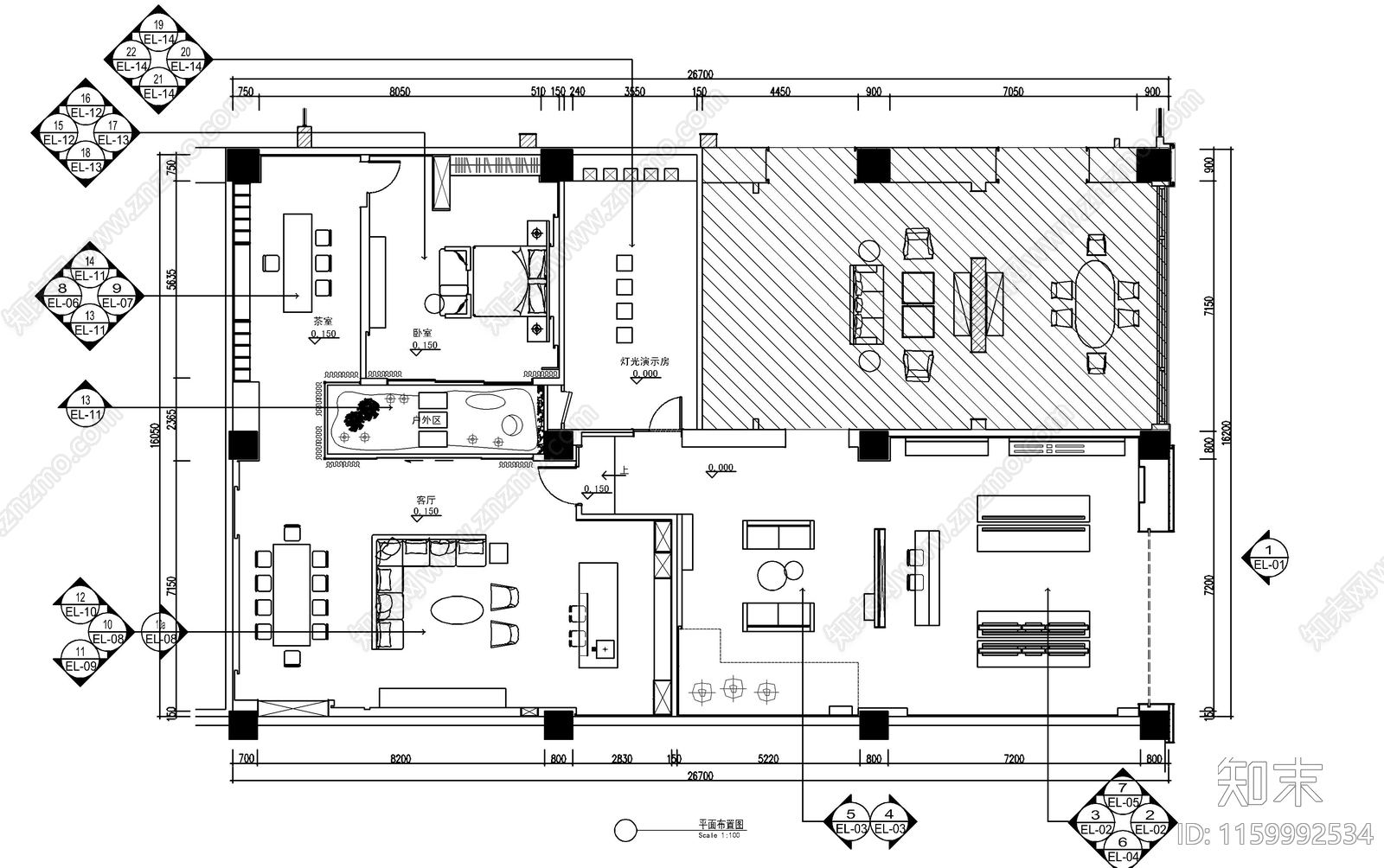 轻奢家具展厅门店室内设cad施工图下载【ID:1159992534】