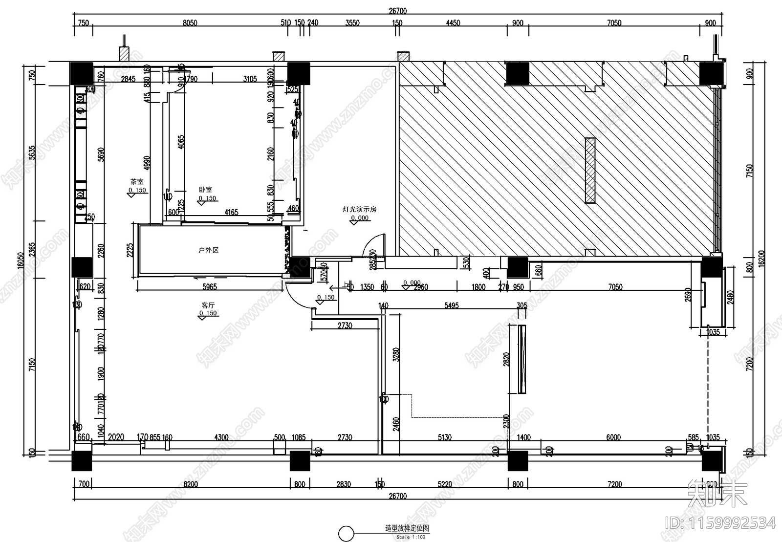 轻奢家具展厅门店室内设cad施工图下载【ID:1159992534】