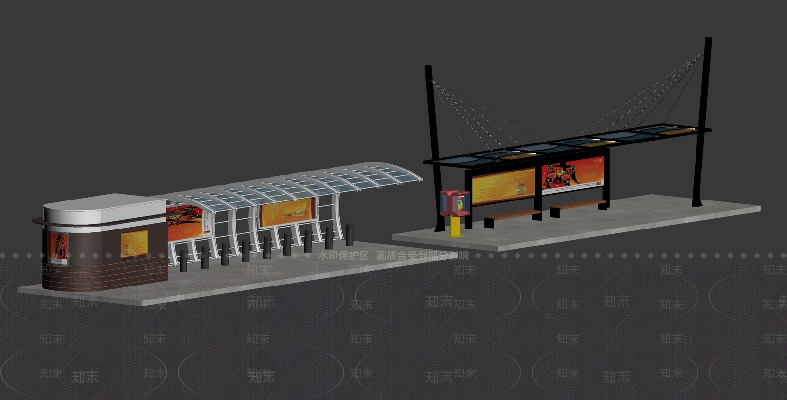 现代自行车停车棚3D模型下载【ID:1159993480】