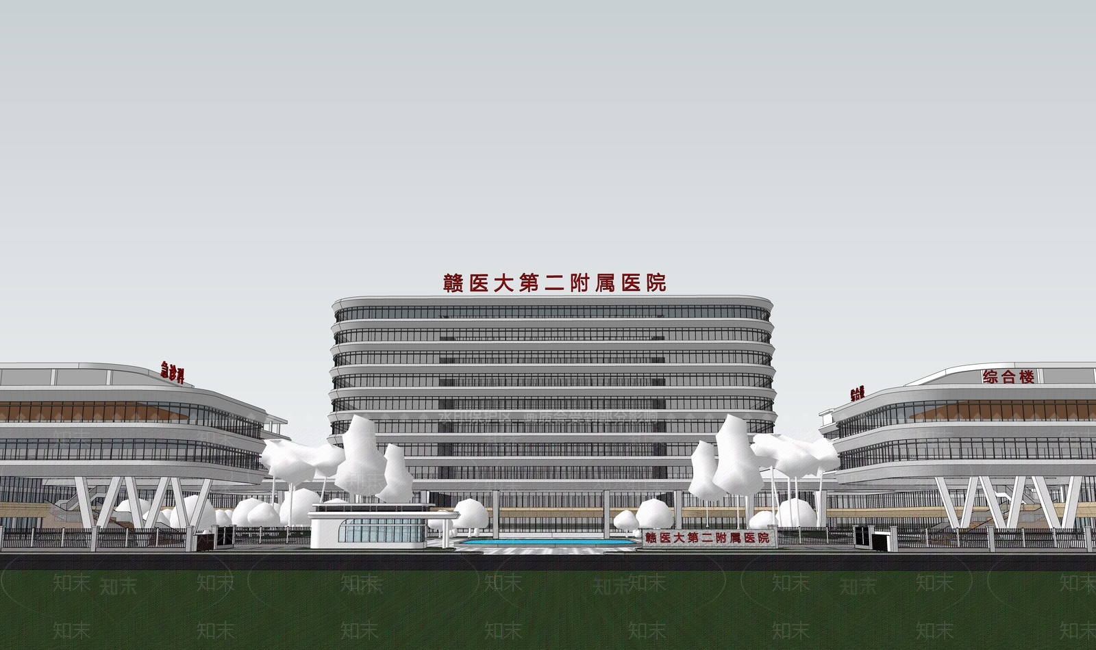 现代医院建筑SU模型下载【ID:1159994129】