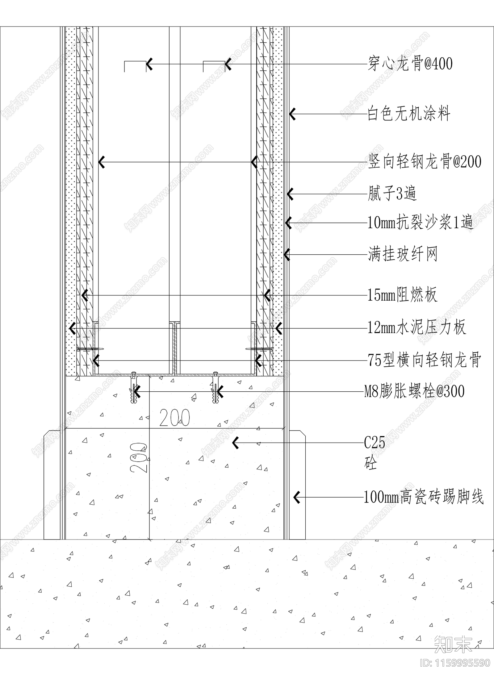 轻钢龙骨隔墙做法施工图下载【ID:1159995590】