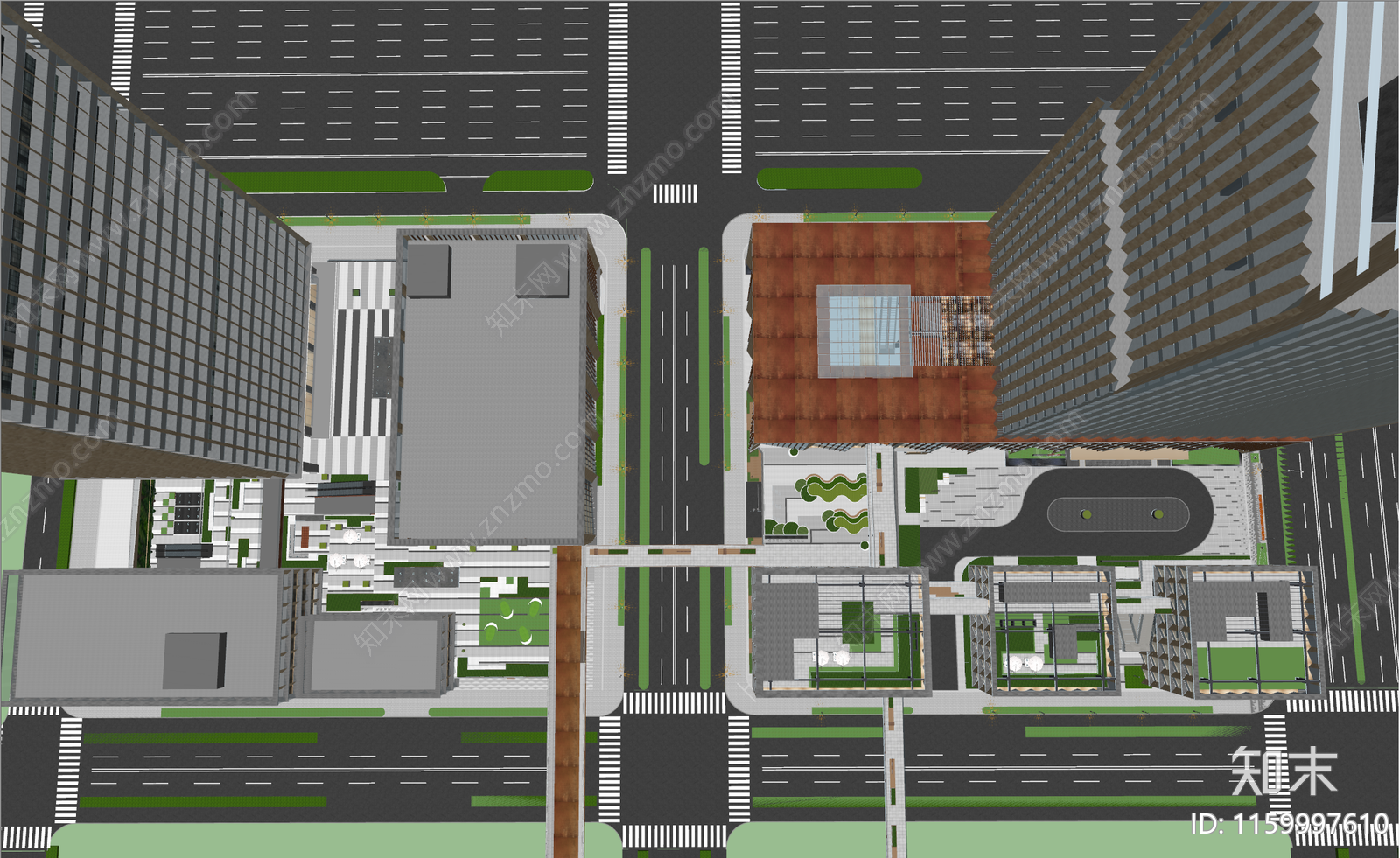 现代办公景观SU模型下载【ID:1159997610】