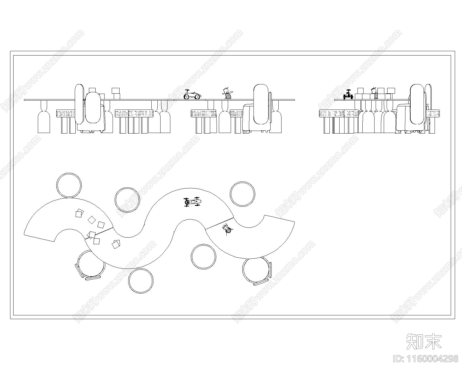 现代儿童桌椅施工图下载【ID:1160004298】
