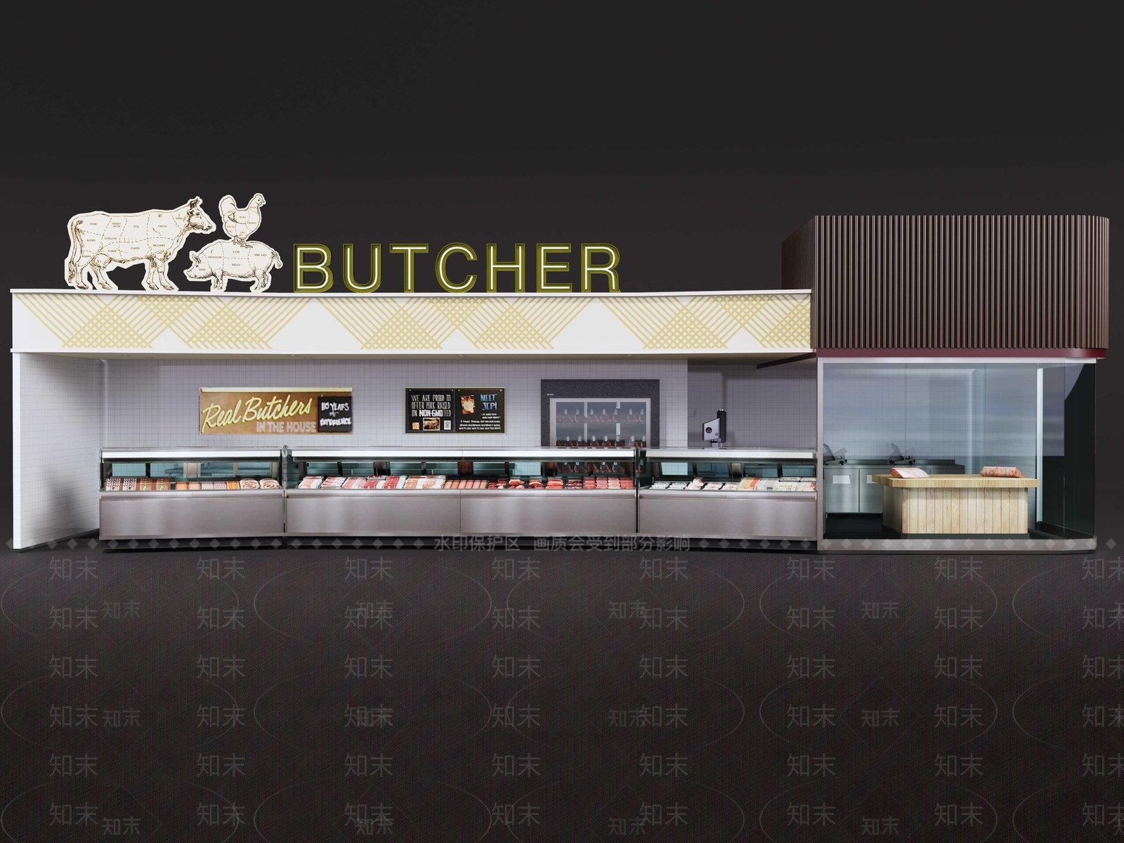 现代超市肉食品区SU模型下载【ID:1160004249】