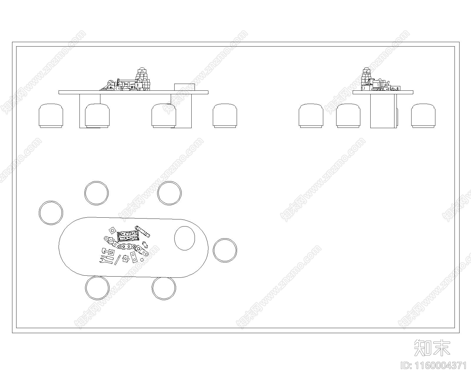 现代儿童桌椅cad施工图下载【ID:1160004371】