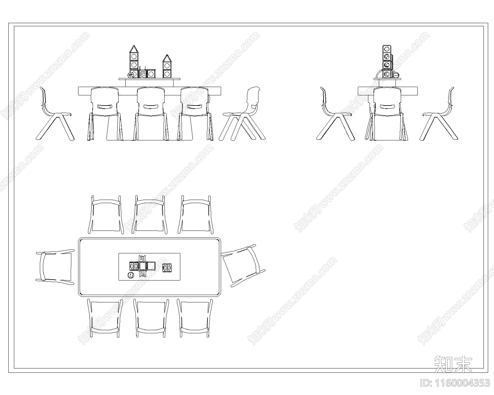 现代儿童桌椅cad施工图下载【ID:1160004353】