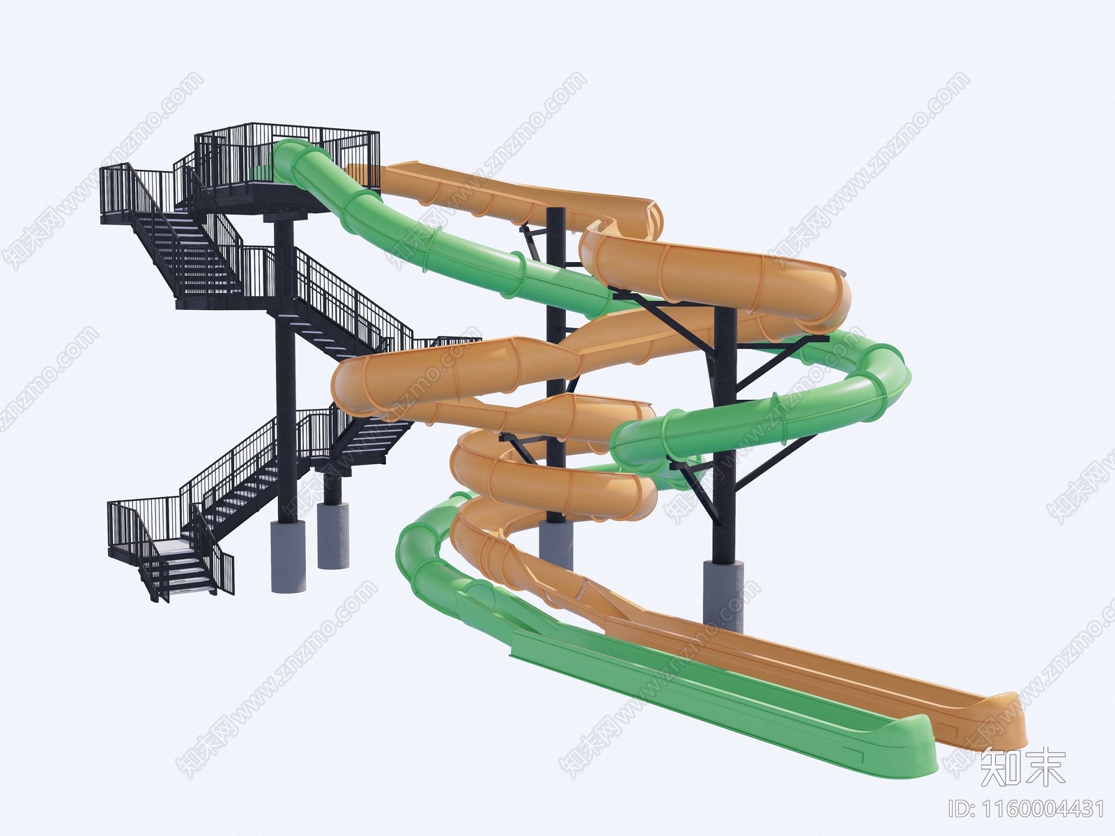 现代游乐场水滑梯SU模型下载【ID:1160004431】