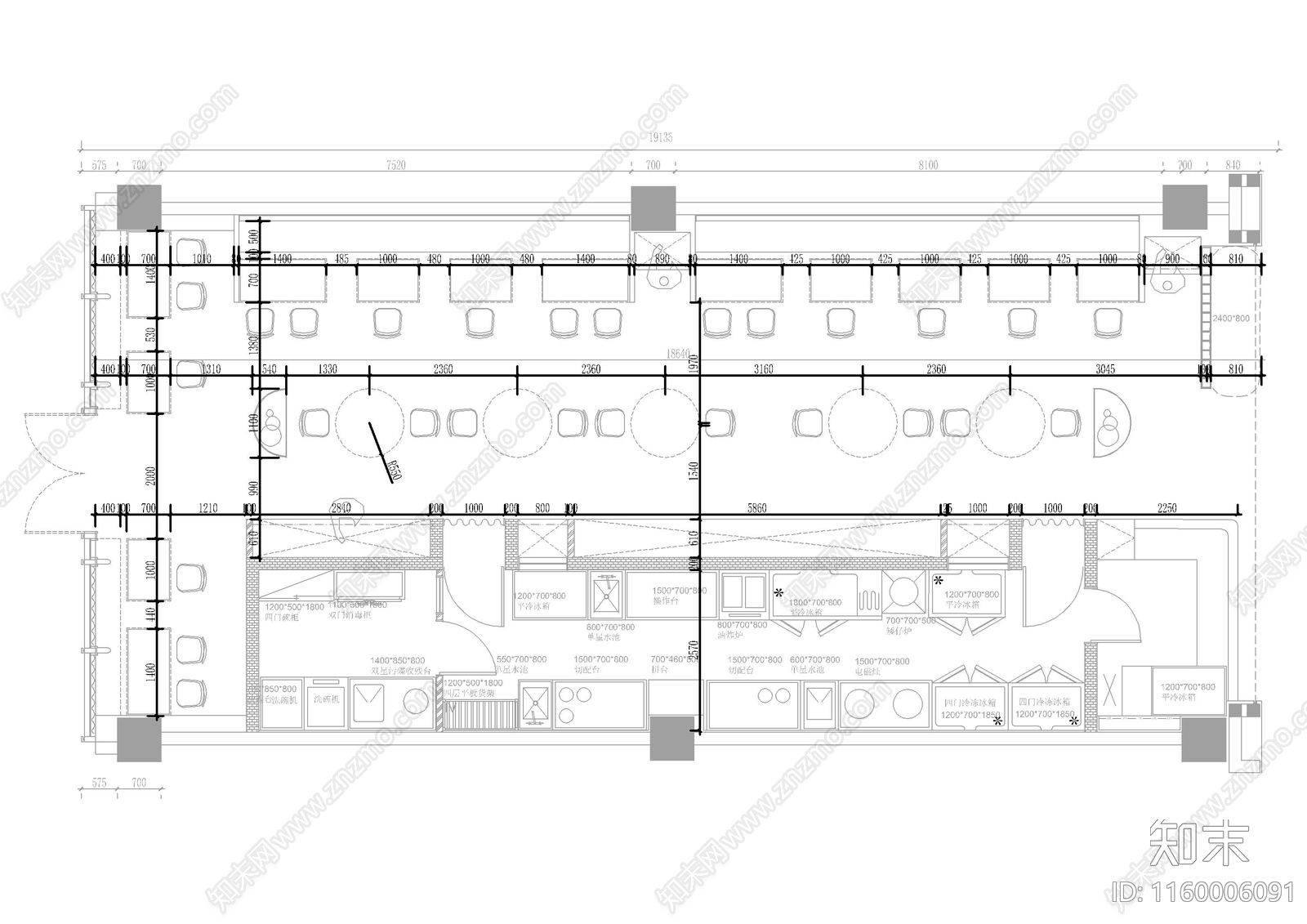 网红创意快餐店cad施工图下载【ID:1160006091】