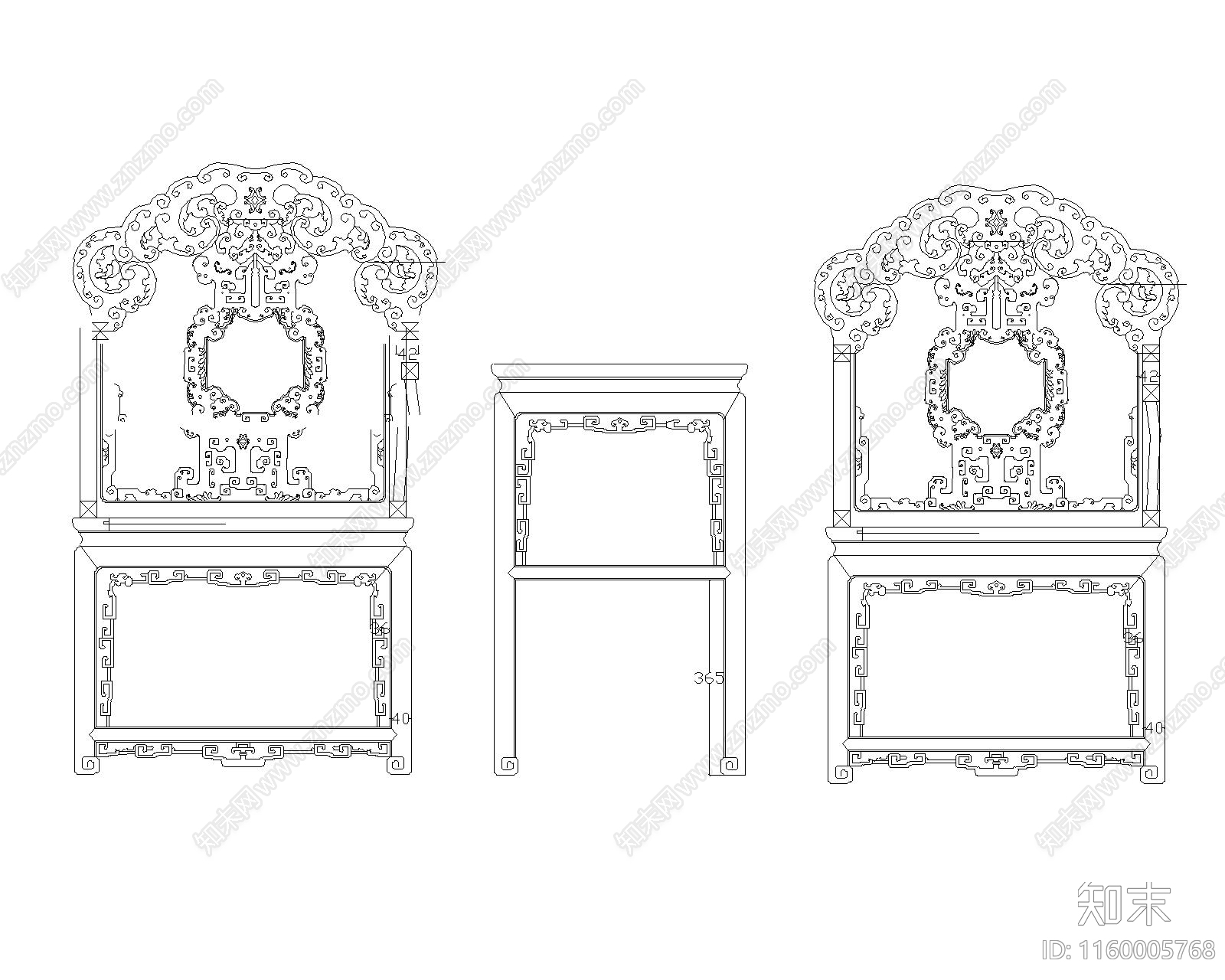 红木祥纹扶手椅cad施工图下载【ID:1160005768】