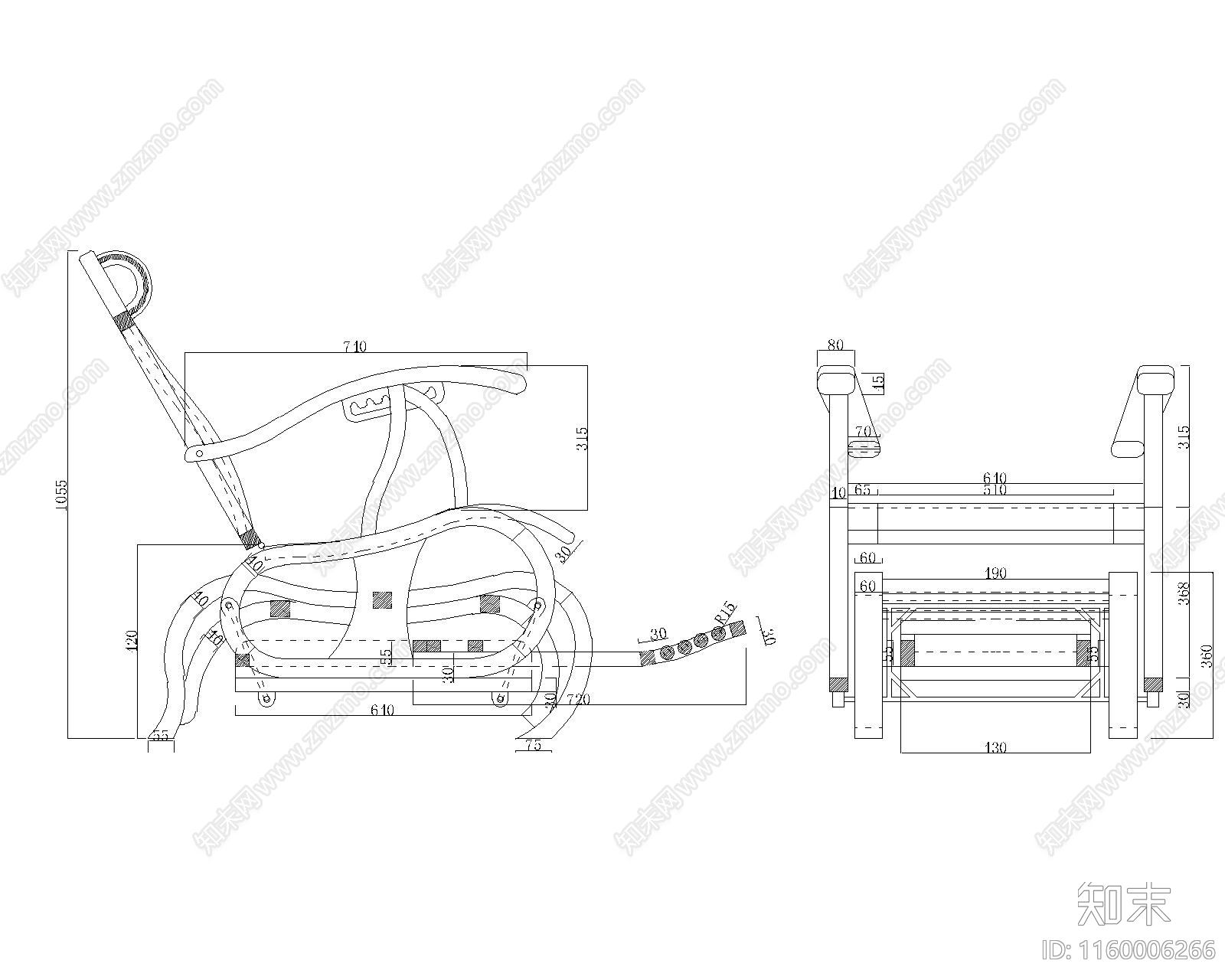 红木自动摇椅施工图下载【ID:1160006266】