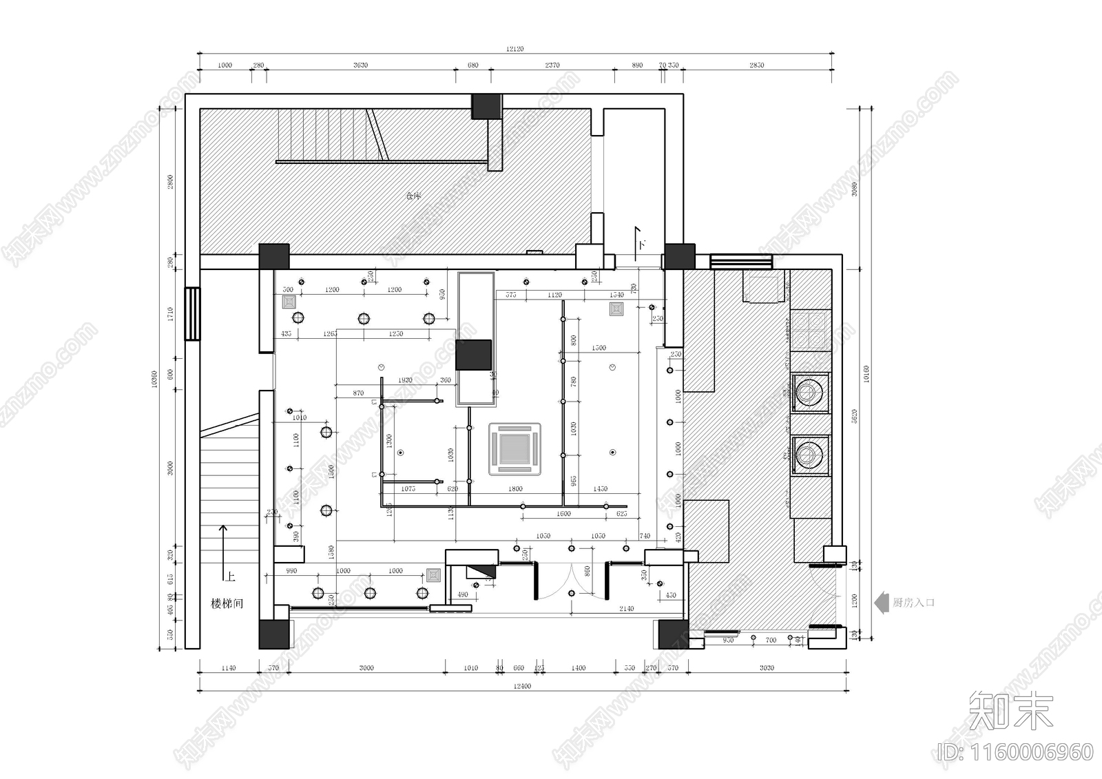 现代热干面快餐cad施工图下载【ID:1160006960】