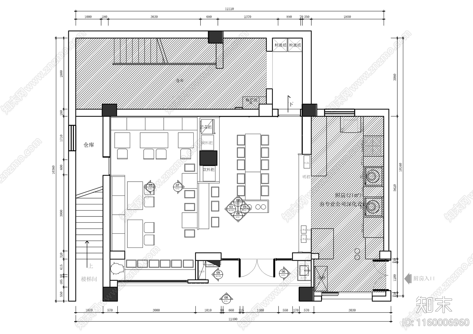 现代热干面快餐cad施工图下载【ID:1160006960】