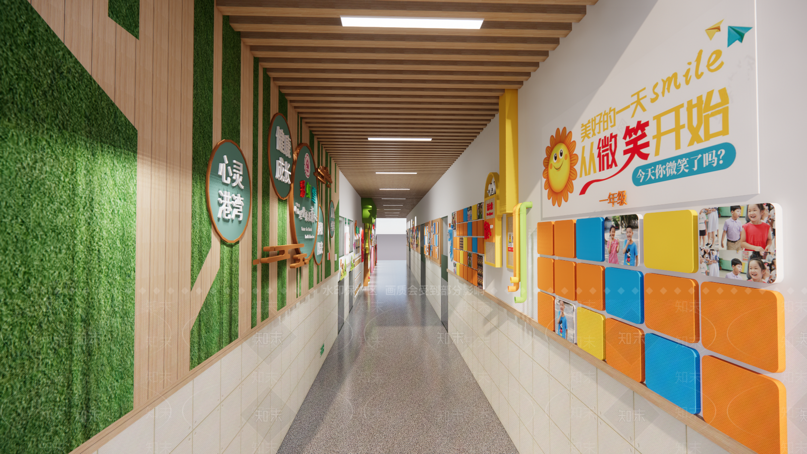 小学学校走廊SU模型下载【ID:1160013412】
