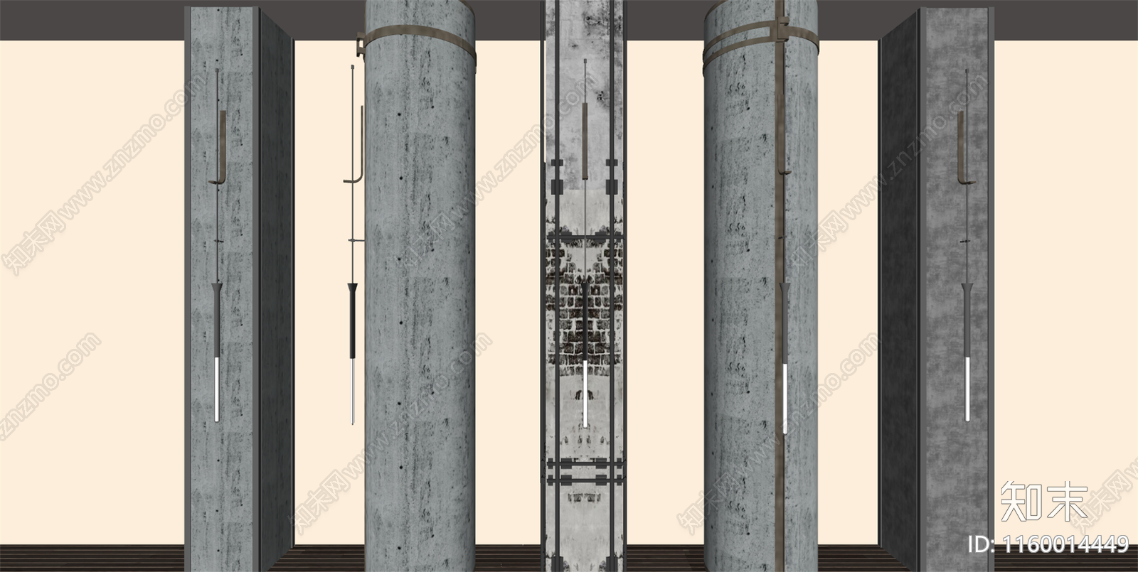 现代工业风水泥柱子SU模型下载【ID:1160014449】