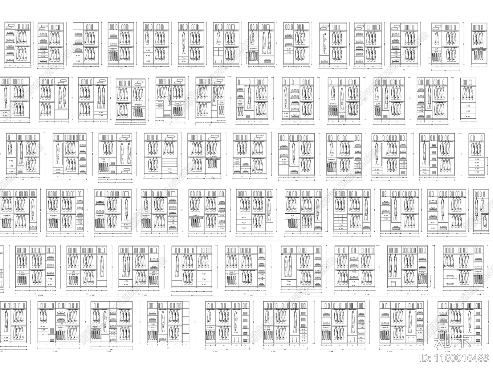 2024年最新超全各类尺寸衣柜图库施工图下载【ID:1160016489】