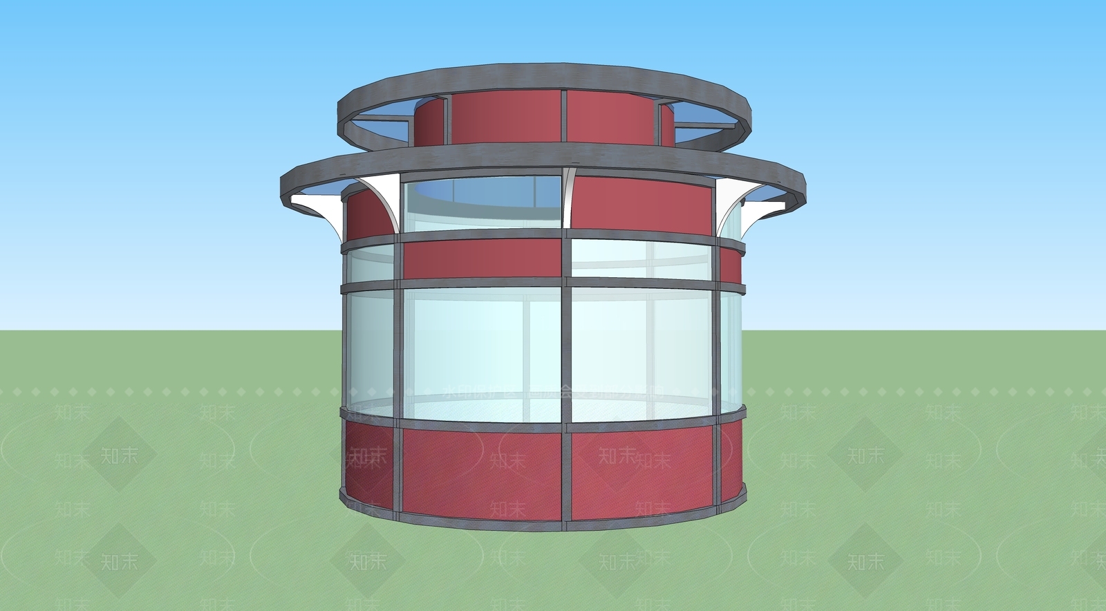 圆形岗亭SU模型下载【ID:1160016586】
