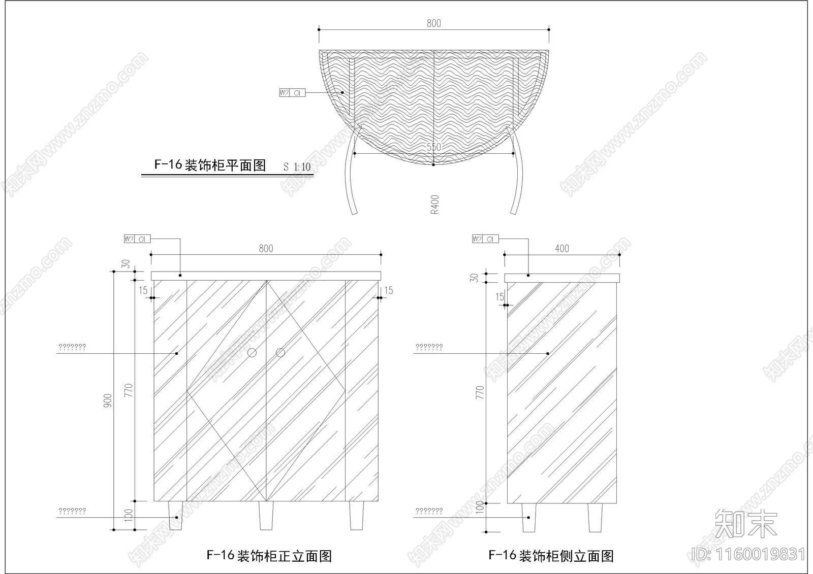 装饰柜梳妆台家具图大样图cad施工图下载【ID:1160019831】