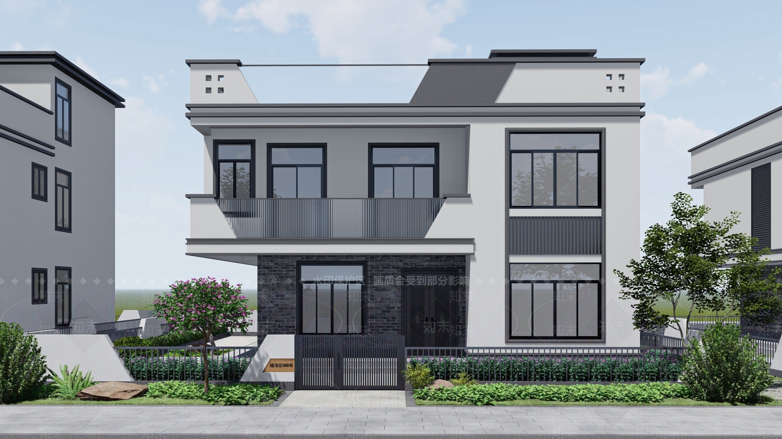 现代别墅占地100平SU模型下载【ID:1160020426】