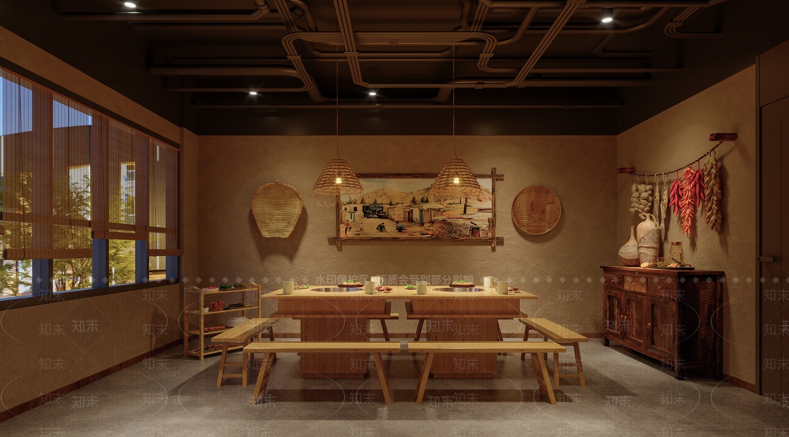 中式农家乐复古包厢3D模型下载【ID:1160021357】