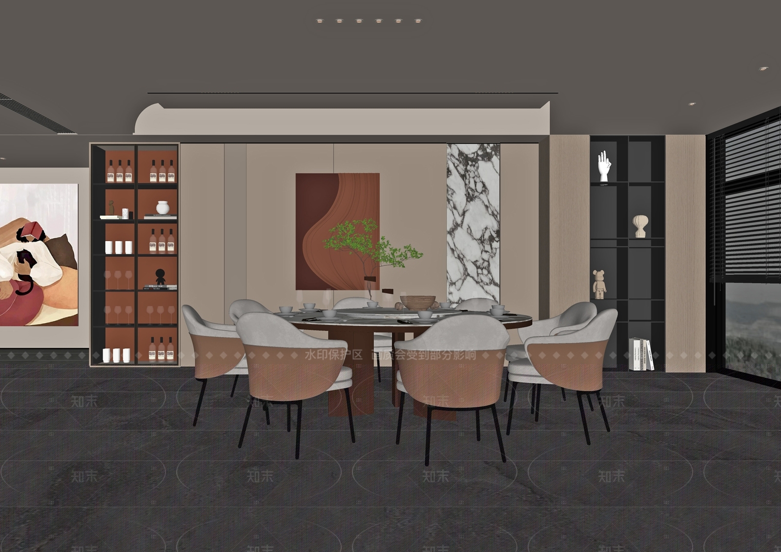 现代家居餐厅SU模型下载【ID:1215987904】