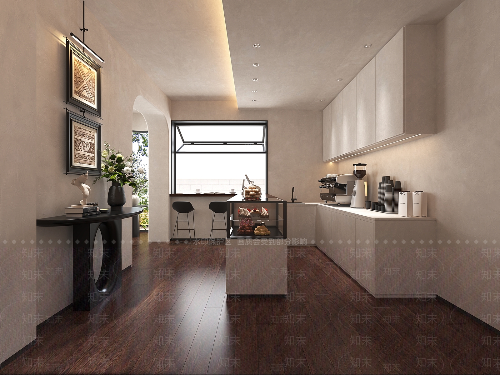 咖啡厅包间门厅走廊3D模型下载【ID:1160027697】