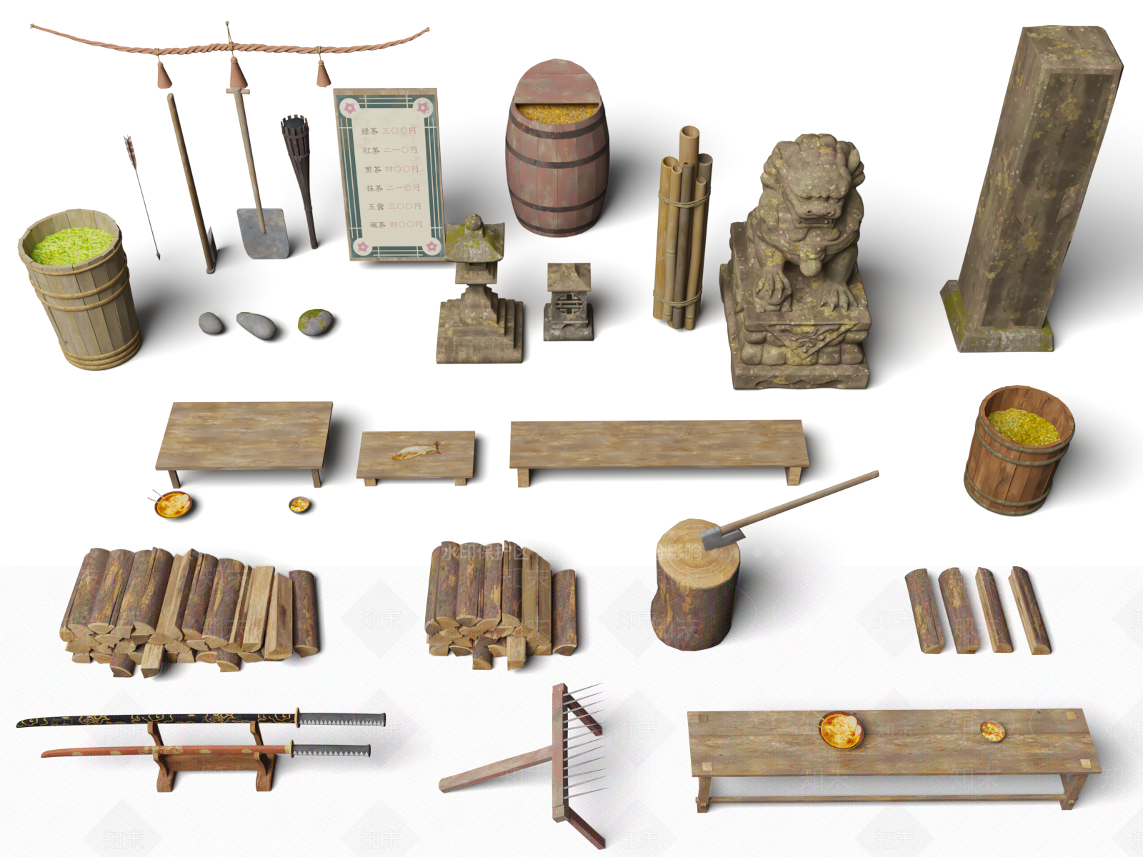 日式刀剑3D模型下载【ID:1160029483】