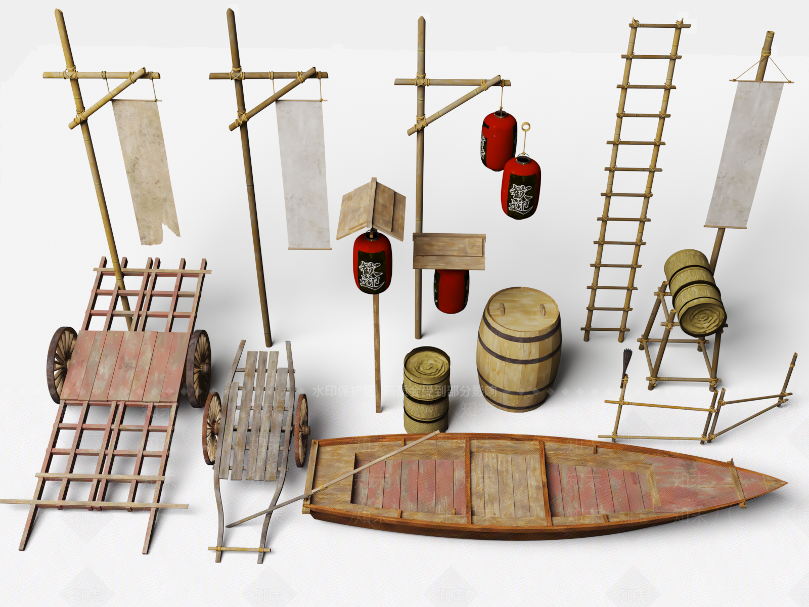 小木船3D模型下载【ID:1160030434】