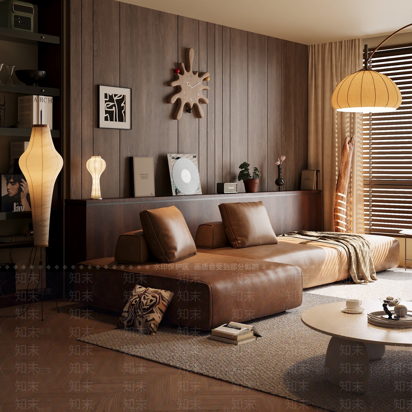 中古风多人沙发茶几组合客厅3D模型下载【ID:1160031642】