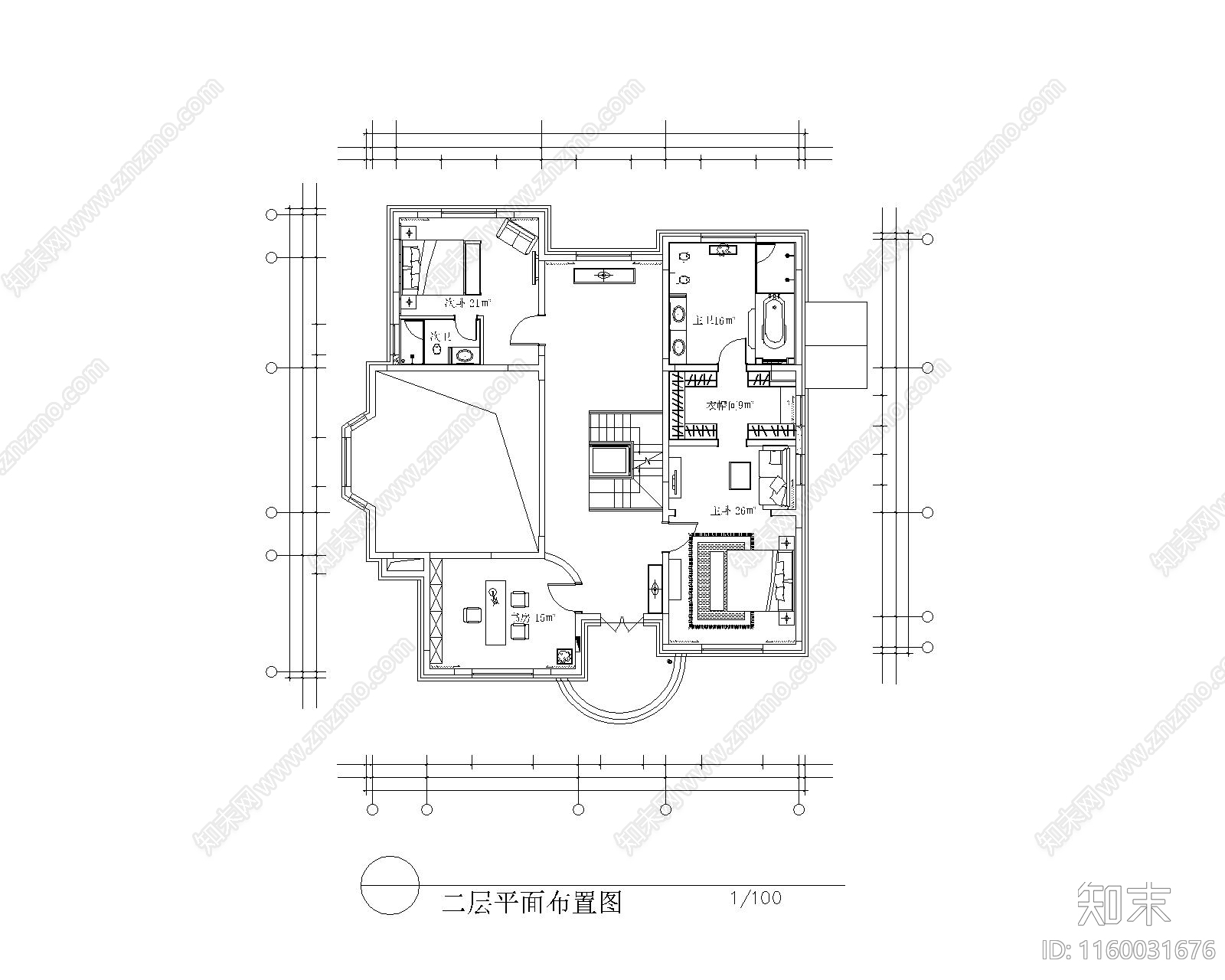 三层别墅平面布置图施工图下载【ID:1160031676】