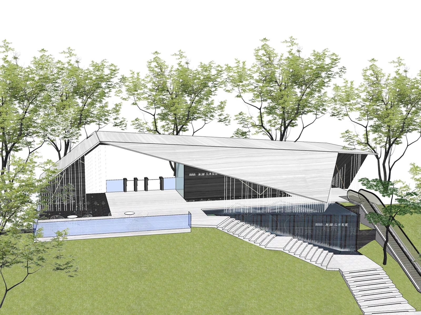 现代示范区展示区大门入口SU模型下载【ID:1160037956】