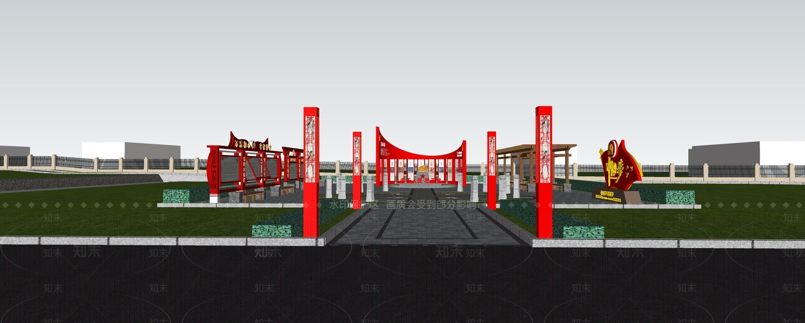 现代气象局党建广场SU模型下载【ID:1160039012】