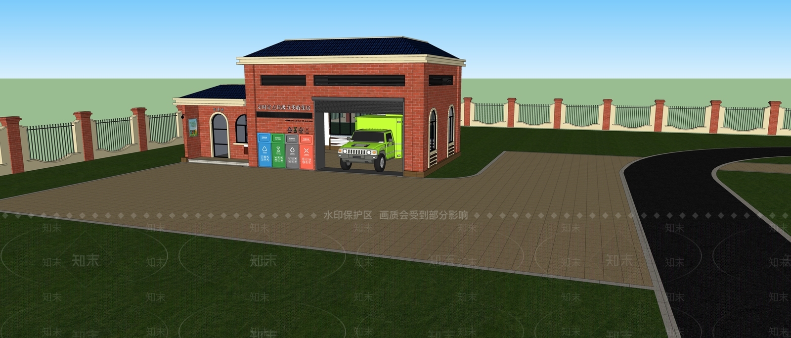 现代垃圾转运站SU模型下载【ID:1160039882】