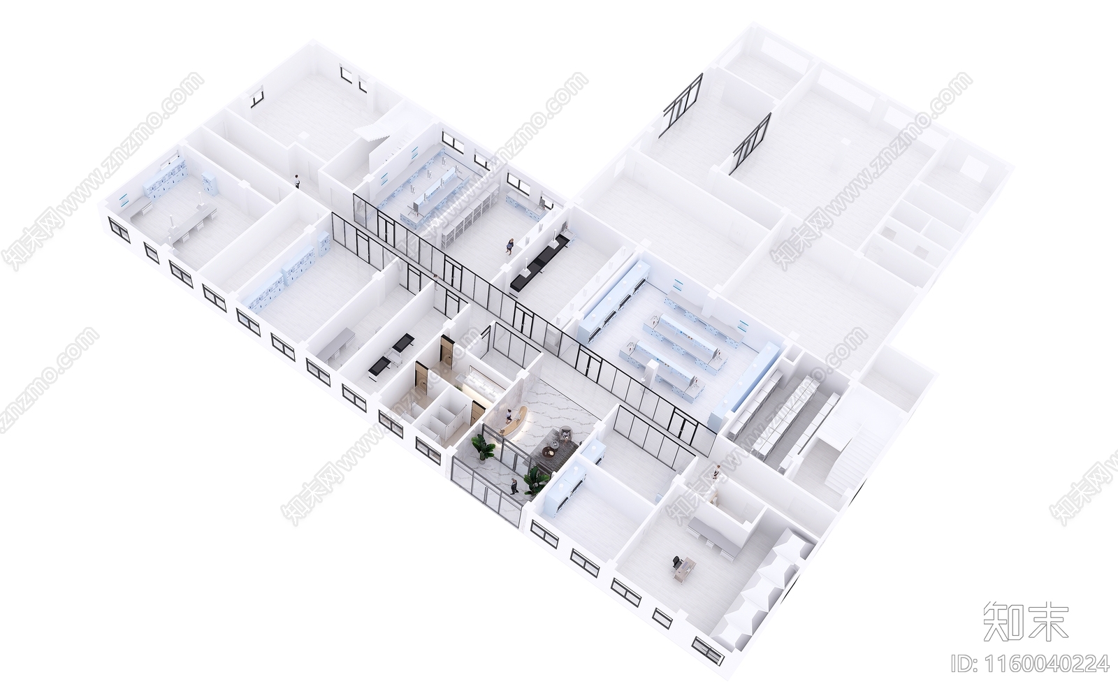 现代冶金实验室一层实验区鸟瞰3D模型下载【ID:1160040224】