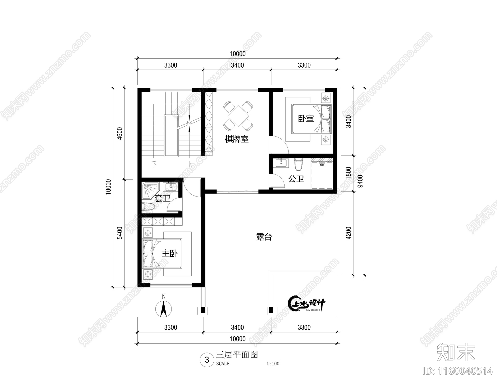 三层农村自建房10米面宽10米进深cad施工图下载【ID:1160040514】