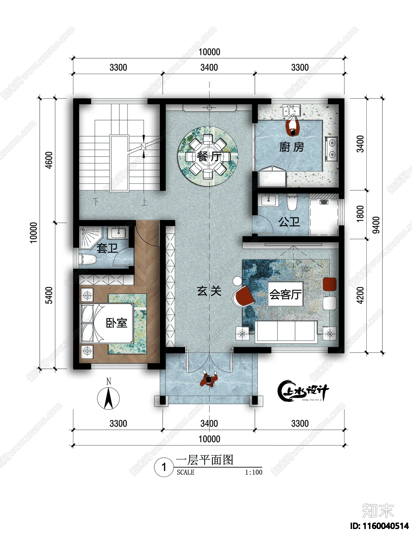 三层农村自建房10米面宽10米进深cad施工图下载【ID:1160040514】