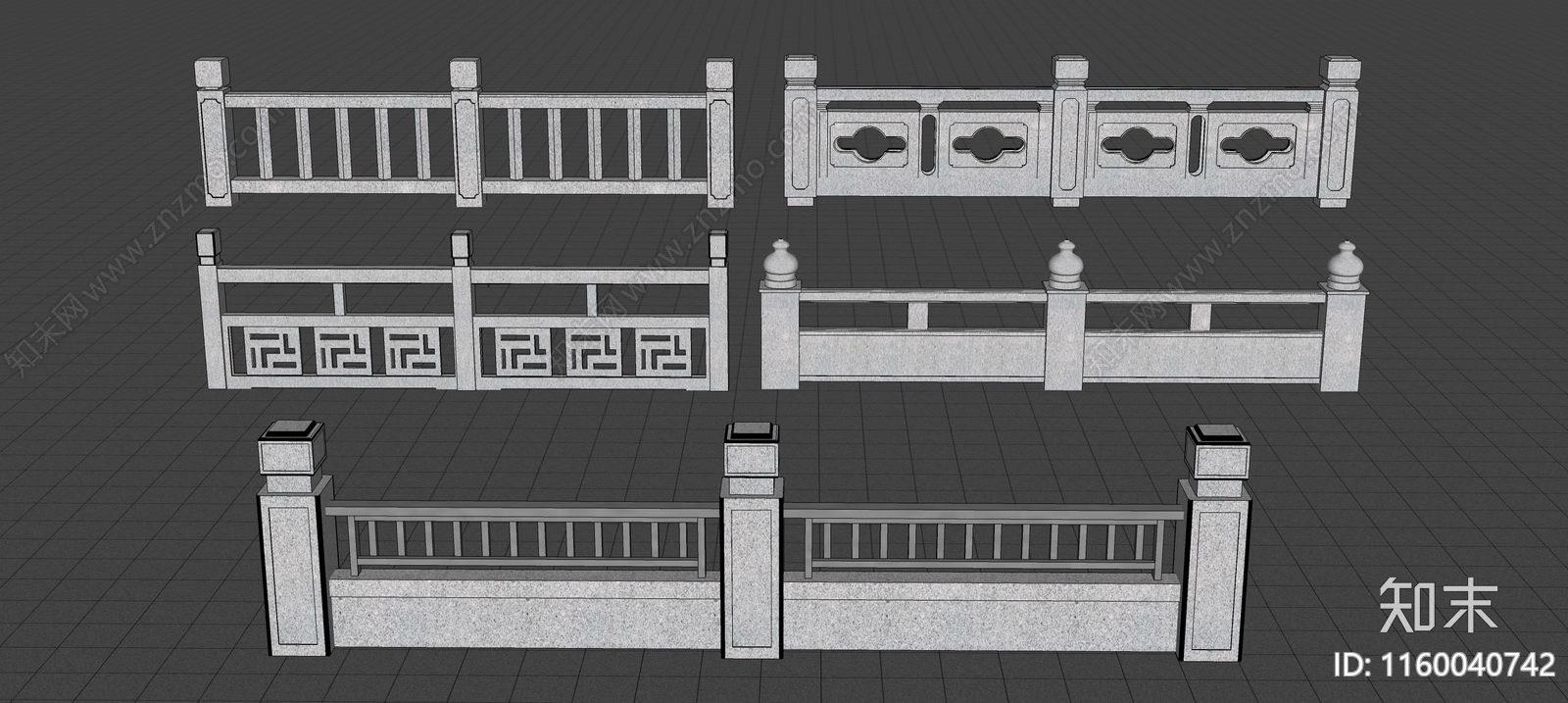 新中式石栏杆SU模型下载【ID:1160040742】