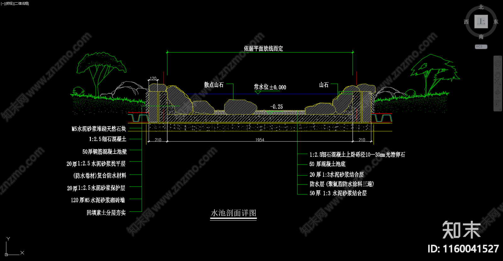 自然水池剖面详图施工图下载【ID:1160041527】