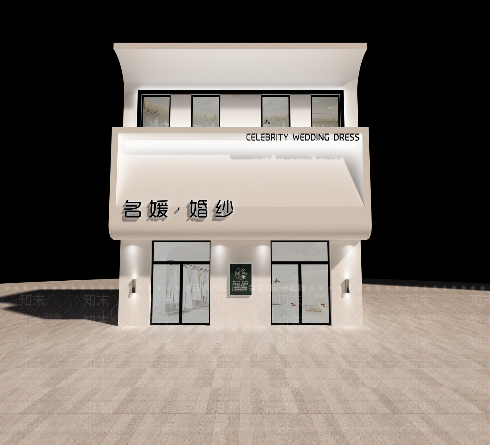 婚纱店门头3D模型下载【ID:1160042062】