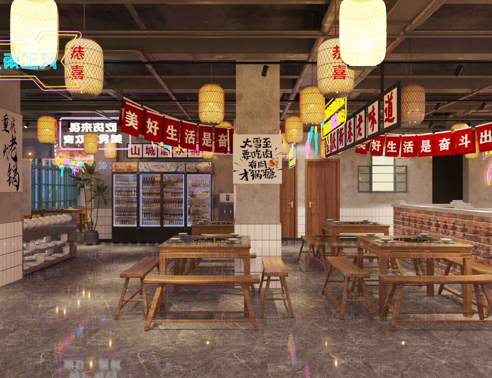 现代风火锅店SU模型下载【ID:1160042771】