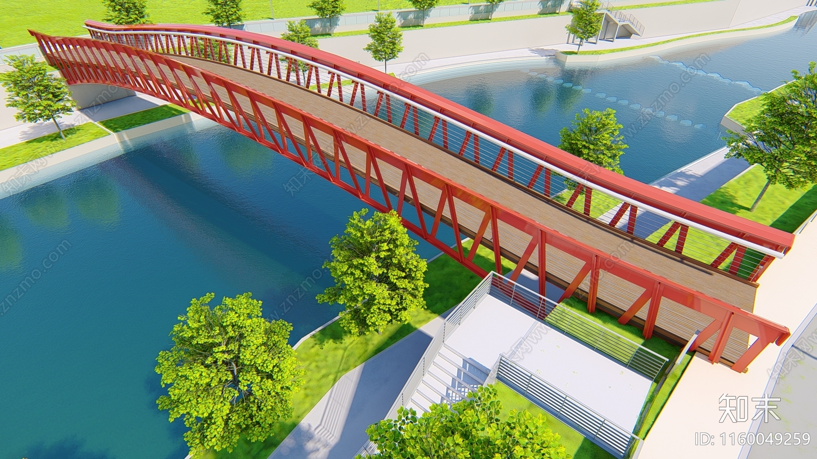 景观桥滨水景观桥钢架桥SU模型下载【ID:1160049259】