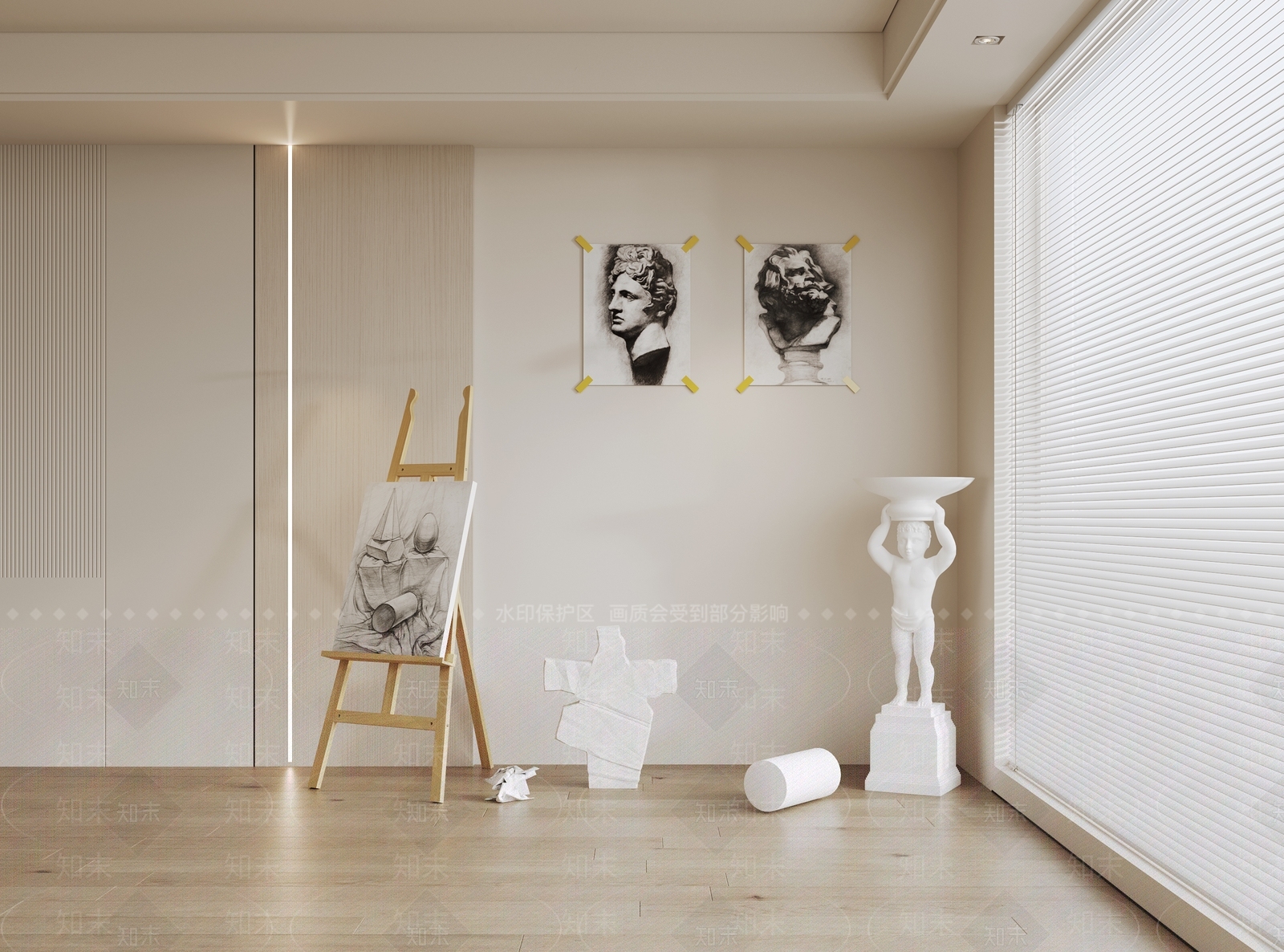 现代石膏雕像3D模型下载【ID:1160049621】