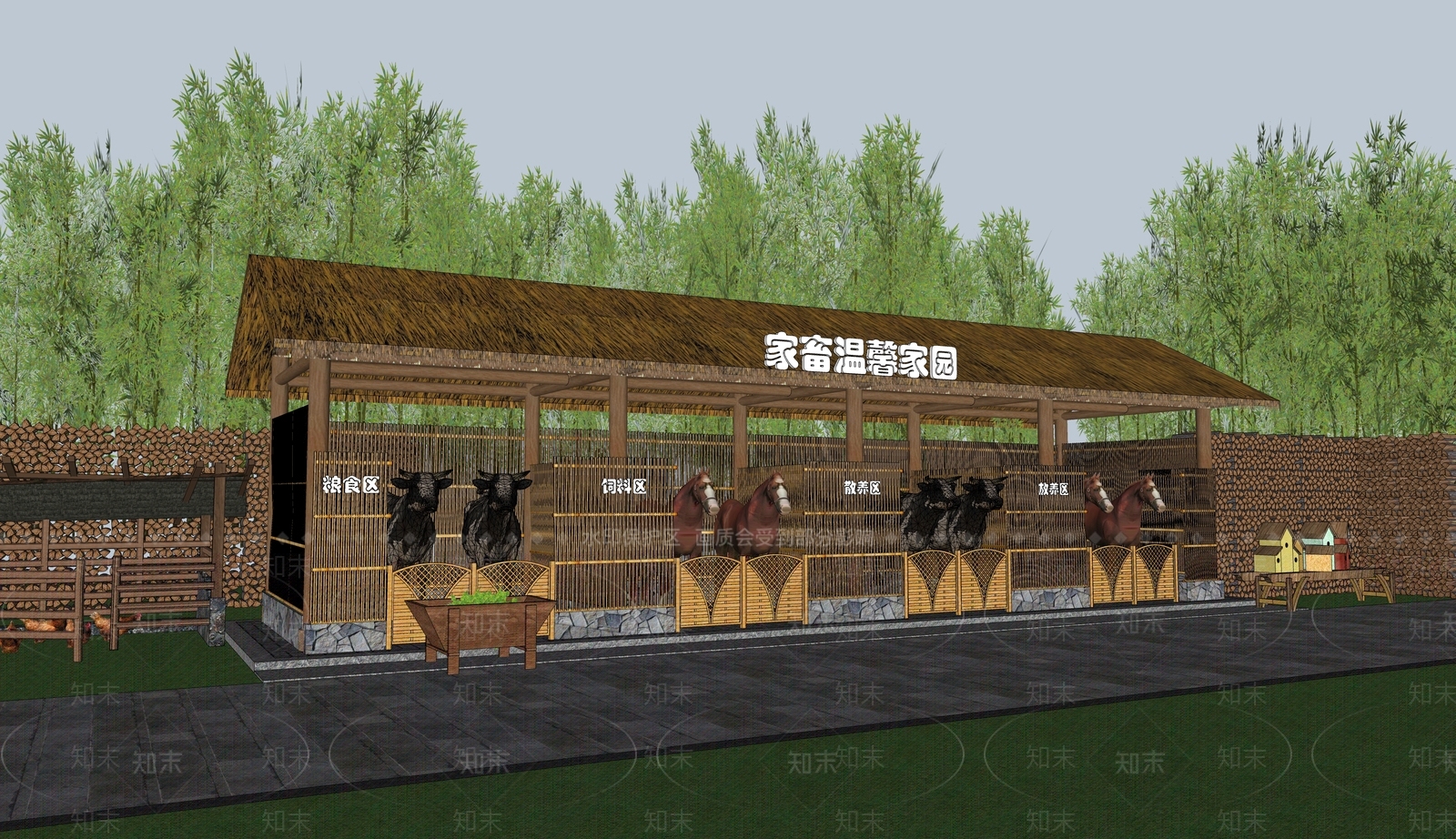 现代乡村家畜木屋SU模型下载【ID:1160049712】