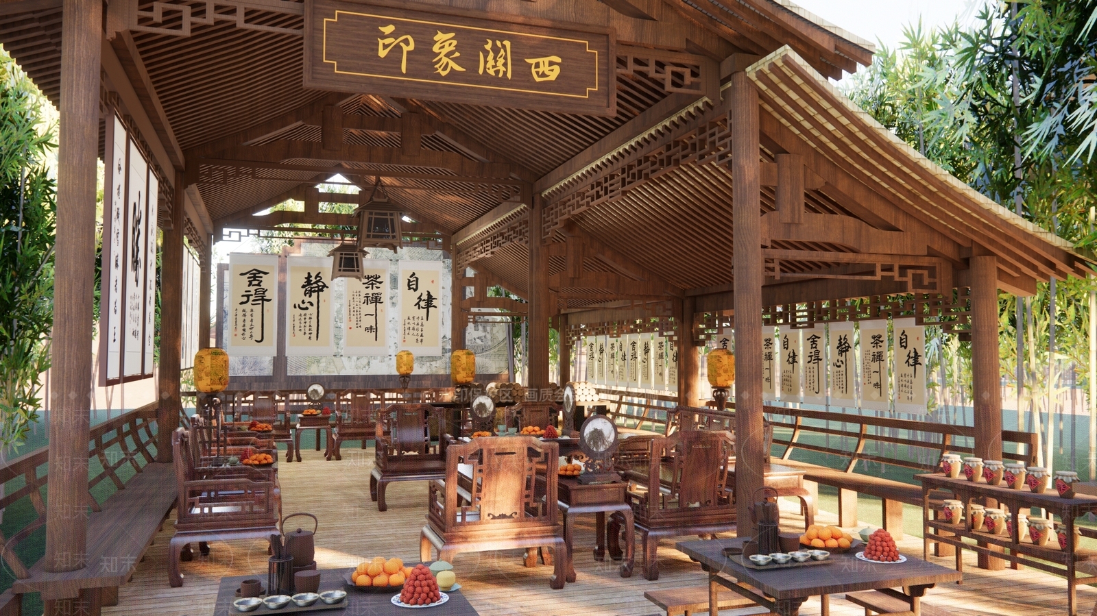 中式楼阁会客厅SU模型下载【ID:1160049974】