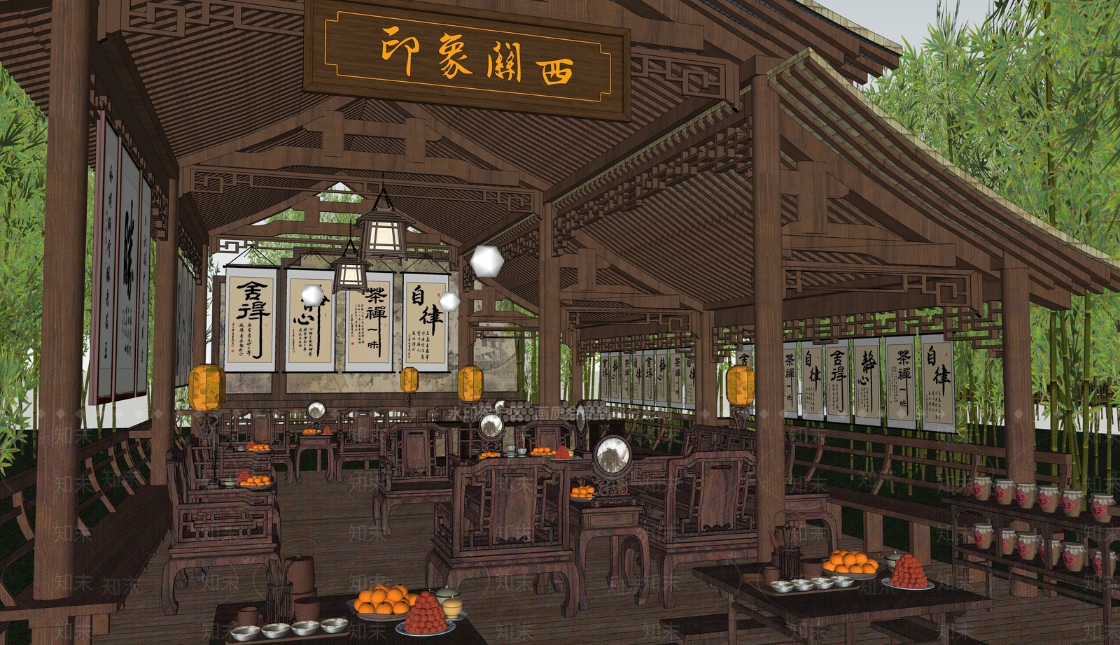中式楼阁会客厅SU模型下载【ID:1160049974】