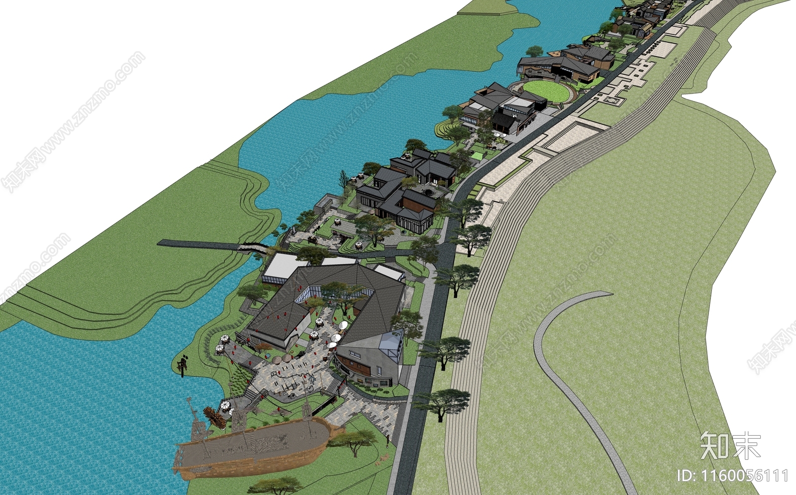 美丽乡村度假旅游区SU模型下载【ID:1160056111】