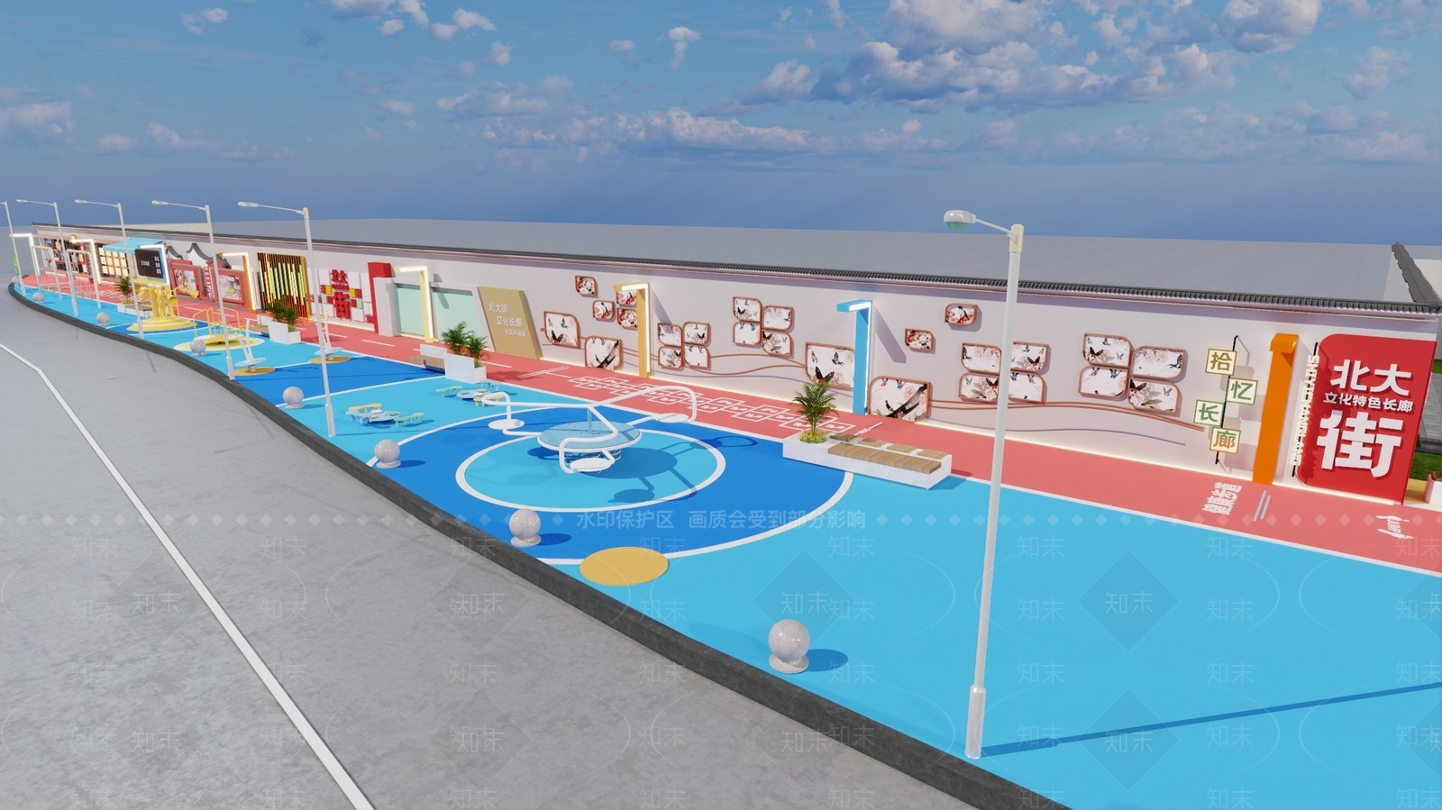 户外文化长廊3D模型下载【ID:1160063517】