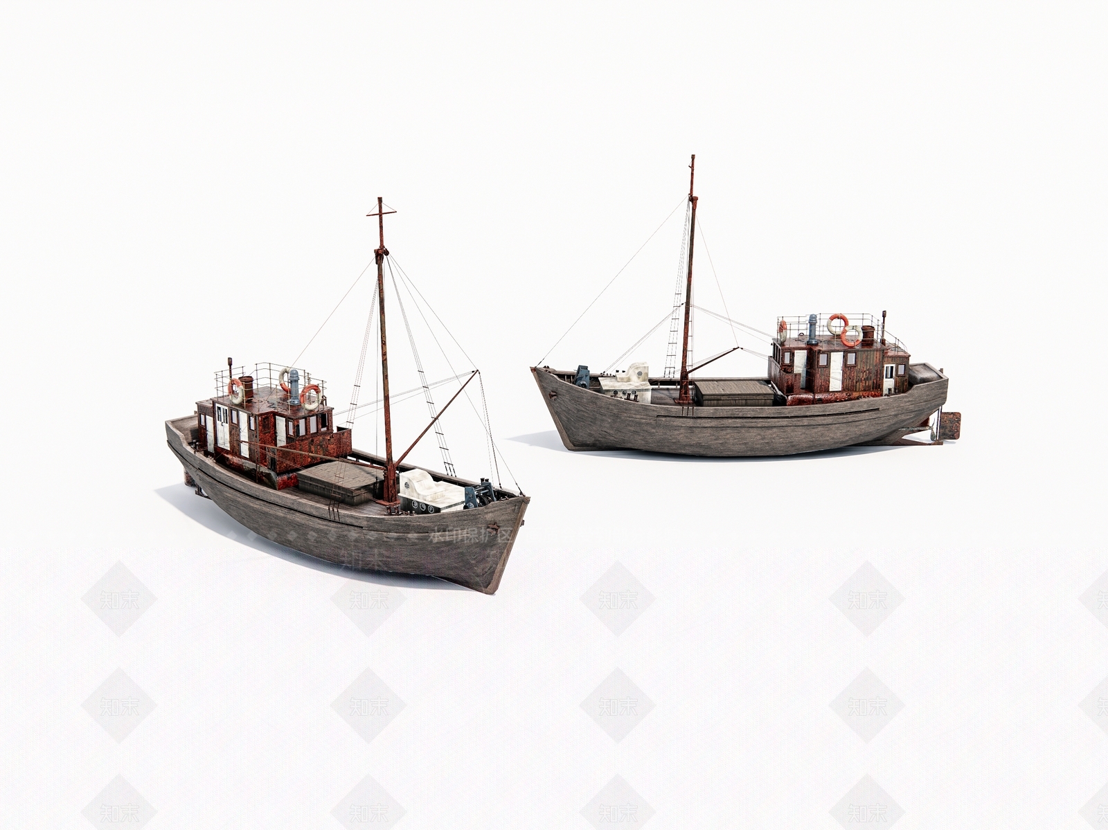 老旧木船SU模型下载【ID:1160069166】