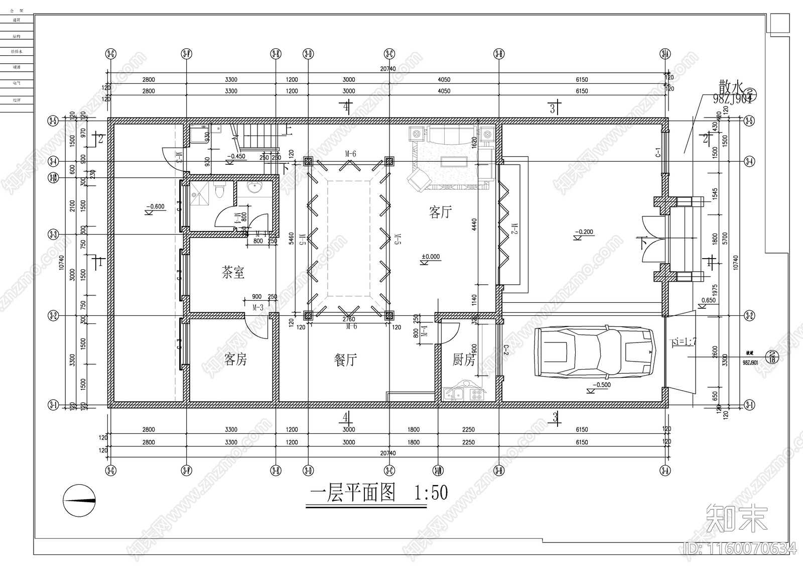 中式风格别墅院落建筑图cad施工图下载【ID:1160070634】