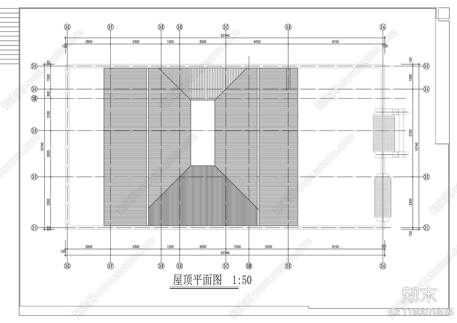 中式风格别墅院落建筑图cad施工图下载【ID:1160070634】